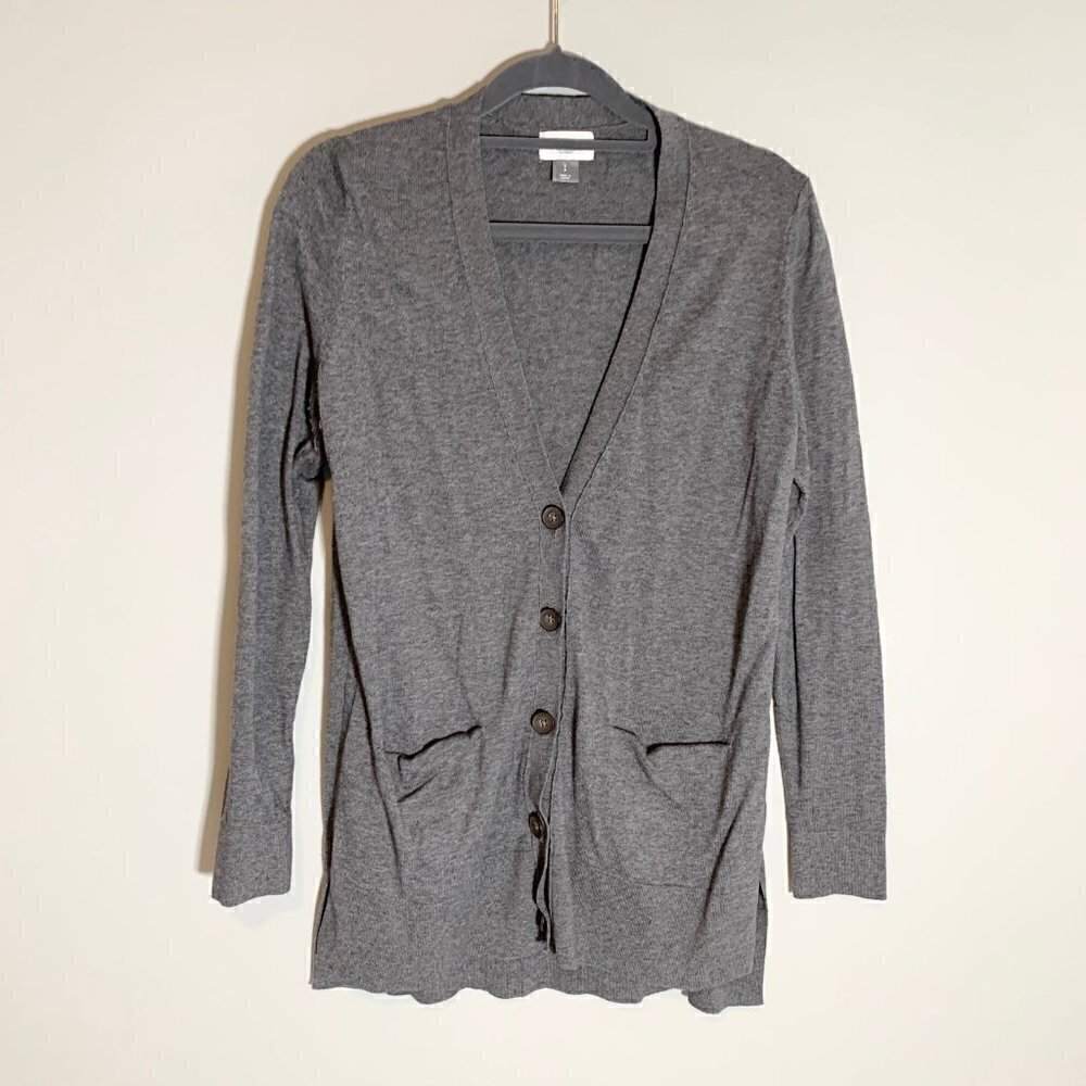 Old Navy Womens‎ Gray V-Neck Button Front Cardigan Sweater Size S Pockets